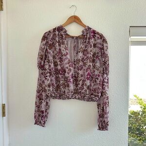 Free People lavender floral-patterned blouse, size small